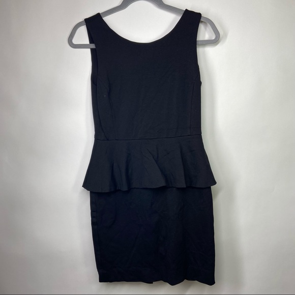 Banana Republic Size 4 Black Sleeveless Ponte Thick Stretch Knit Peplum Dress - Picture 2 of 8